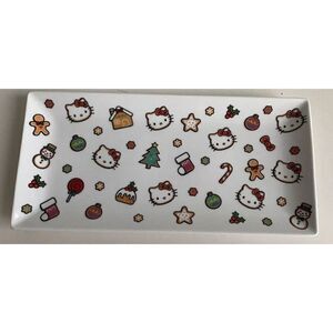 Hello Kitty Christmas Gingerbread Candycanes Ceramic Serving Tray Platter NEW
